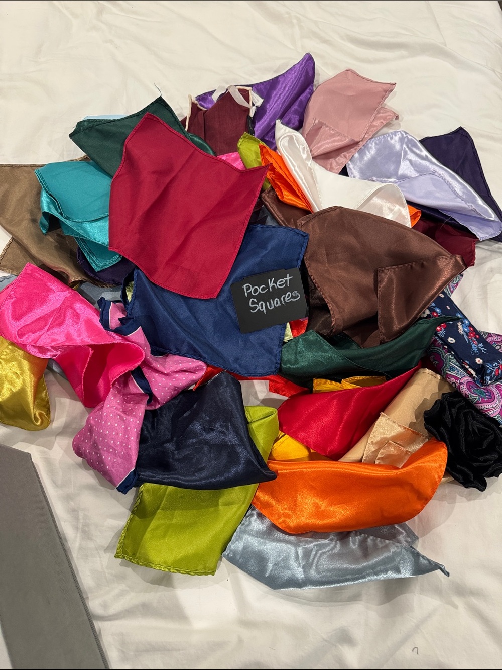 Assorted Satin Pocket Squares - Bright Multi-Color Mix